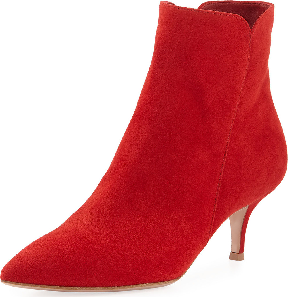 Gianvito Rossi Suede Pointed-Toe Bootie