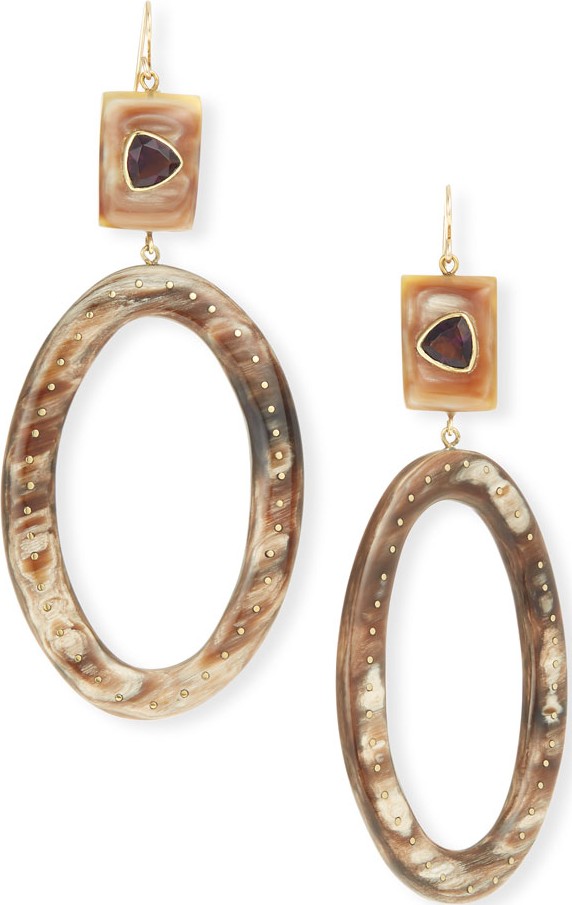 Ashley Pittman Amethyst & Horn Hoop Drop Earrings