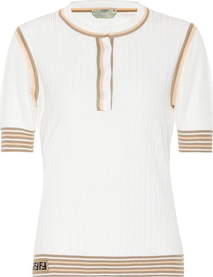 Fendi Ribbed-knit silk top