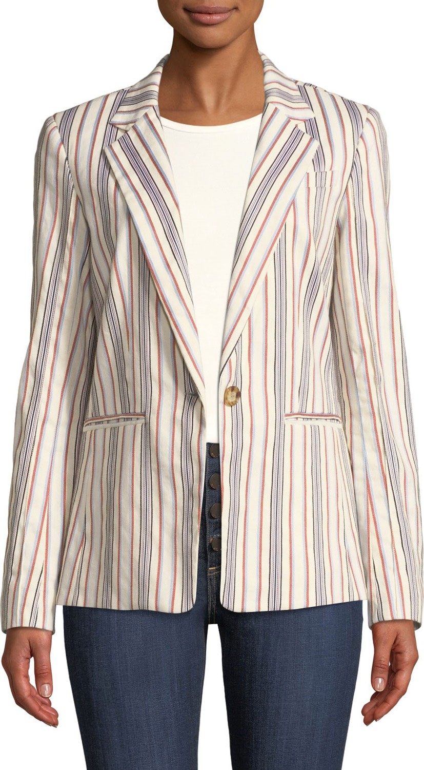 Derek Lam 10 Crosby One-Button Striped Blazer Jacket