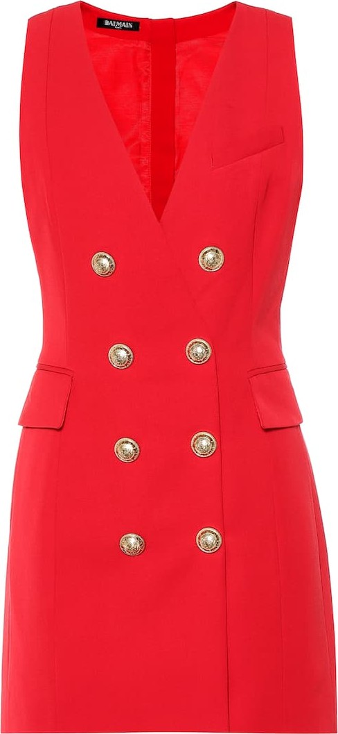Balmain Embellished wool minidress