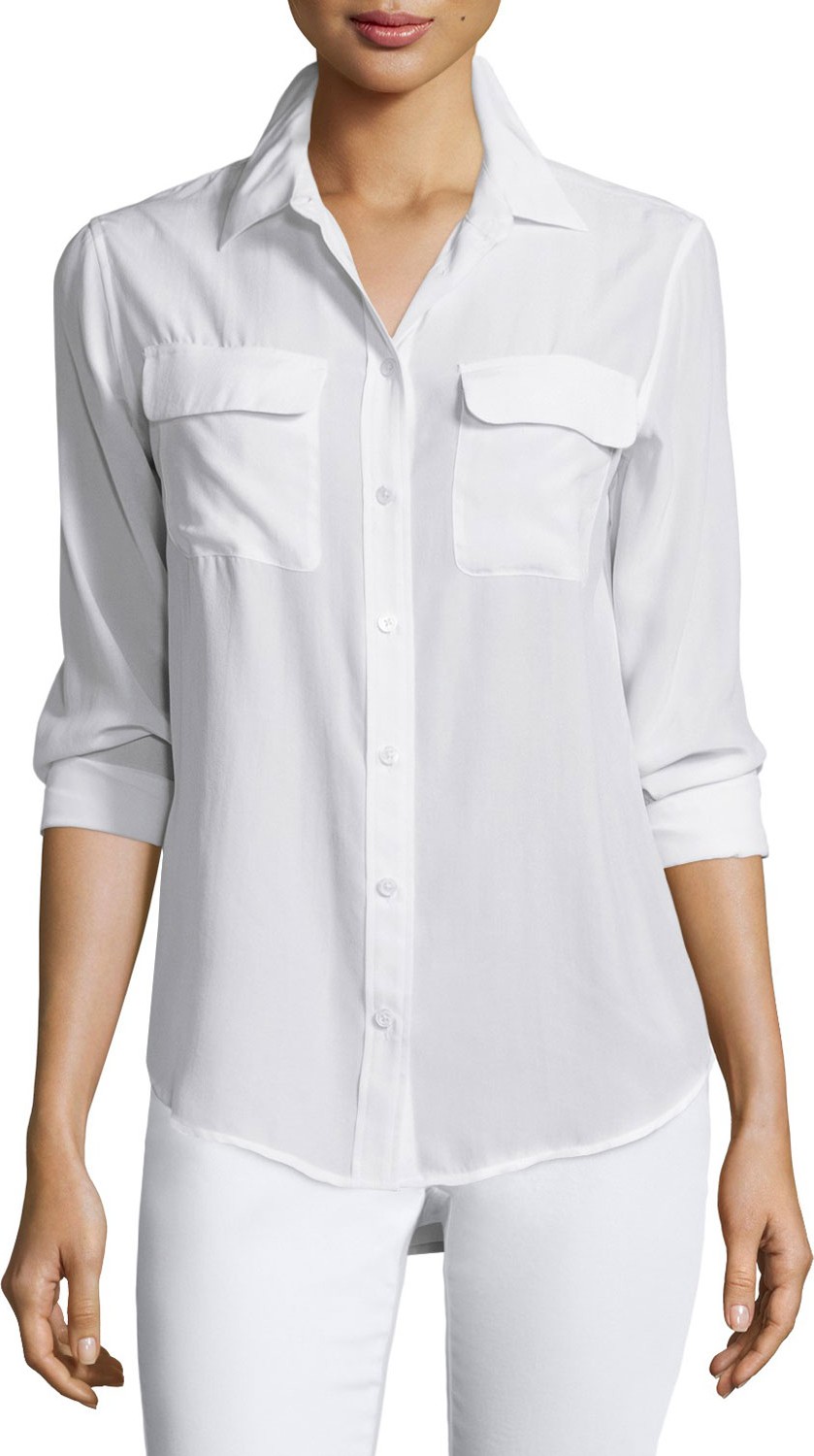 Equipment Slim Signature Long-Sleeve Shirt, Bright White