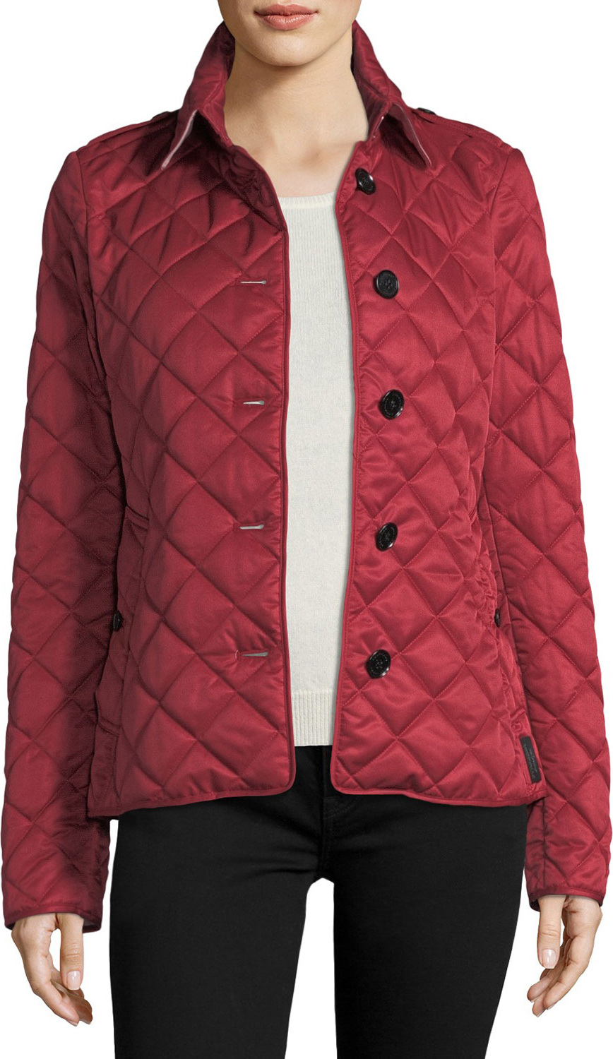 Burberry London England Frankby Quilted Jacket, Parade Red