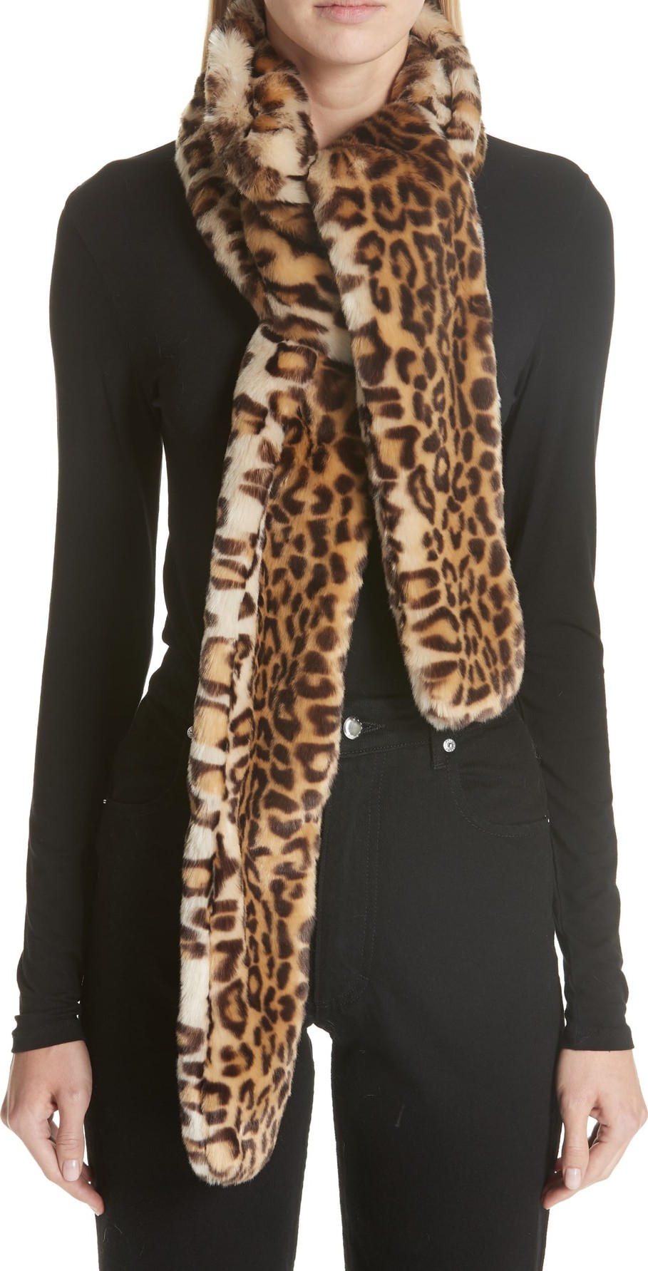 【レア】Shrimps faux fur scarf フェイクファースカーフ Shrimps Maeve Leopard Print Faux Fur Scarf - Luxed