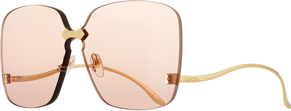 Gucci Rimless Square Low-Temple Polarized Sunglasses
