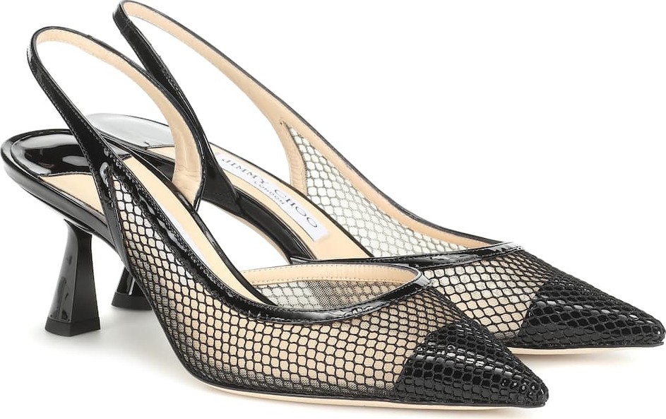Jimmy Choo Fetto 65 mesh and leather pumps