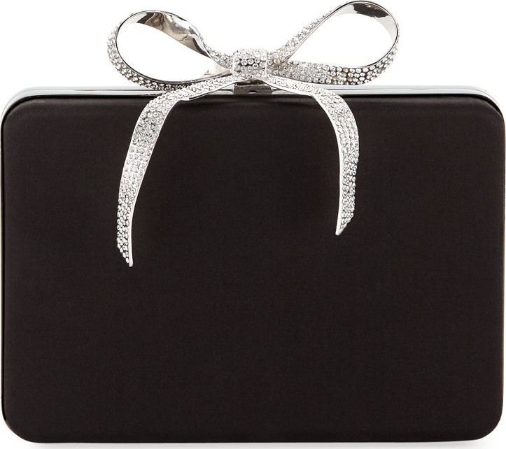 Oscar De La Renta Crystal Bow Minaudiere Clutch Bag