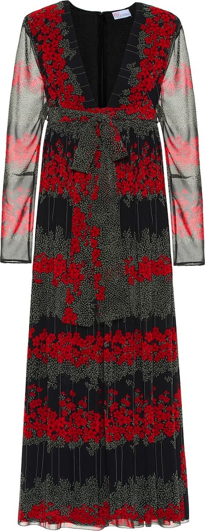 RED Valentino Pleated floral midi dress
