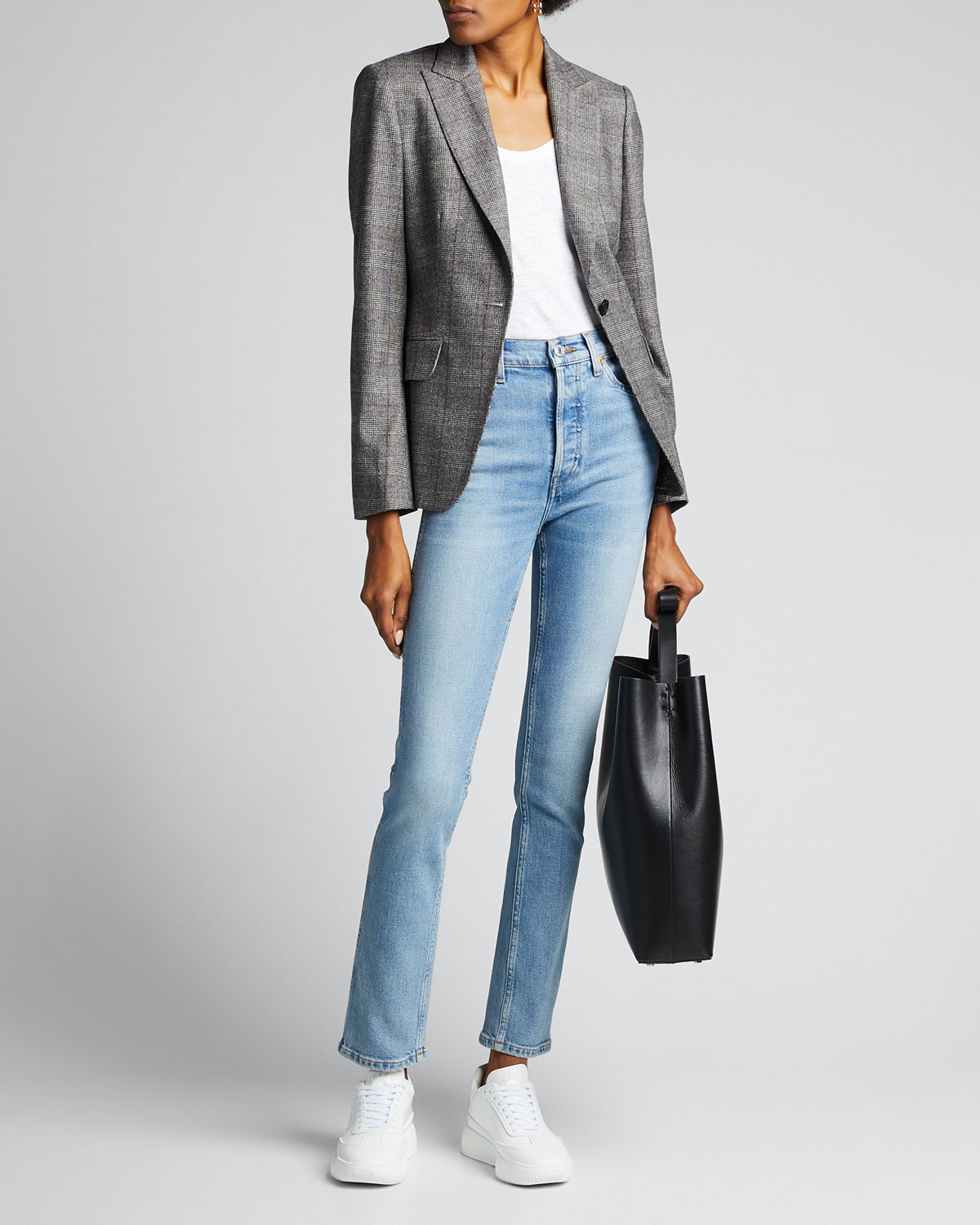 RE/DONE Double Needle Long Straight Jeans with Raw Hem