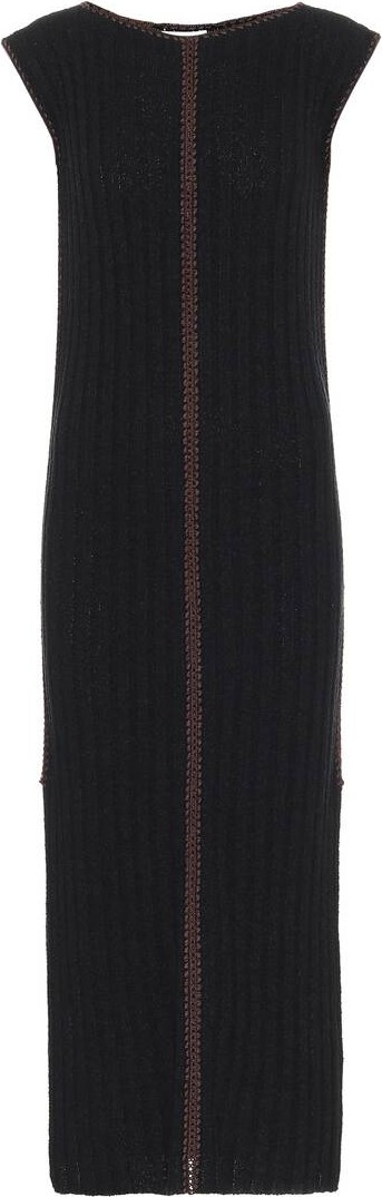 Jil Sander Ribbed-knit silk midi dress
