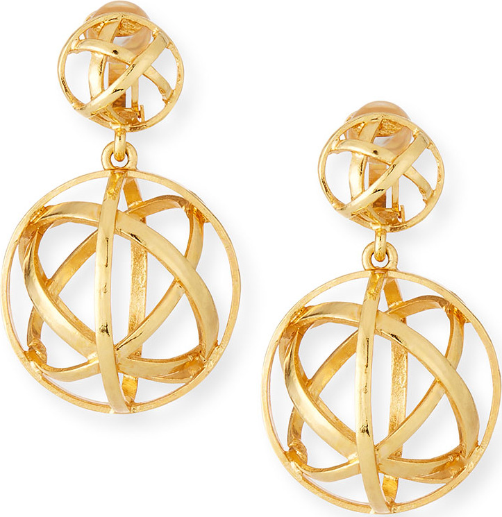 Oscar De La Renta Globe Clip-On Drop Earrings
