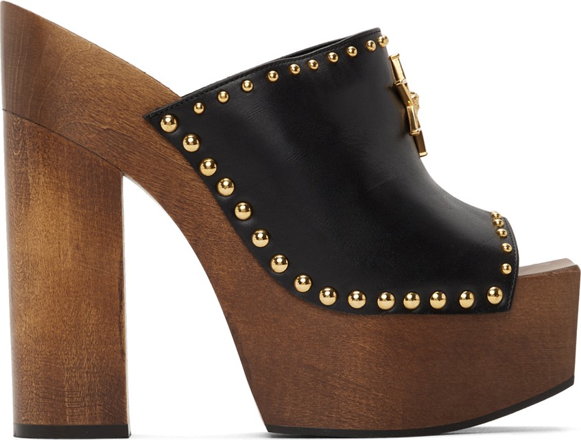 Versace Black Medusa Western High Heel Mules