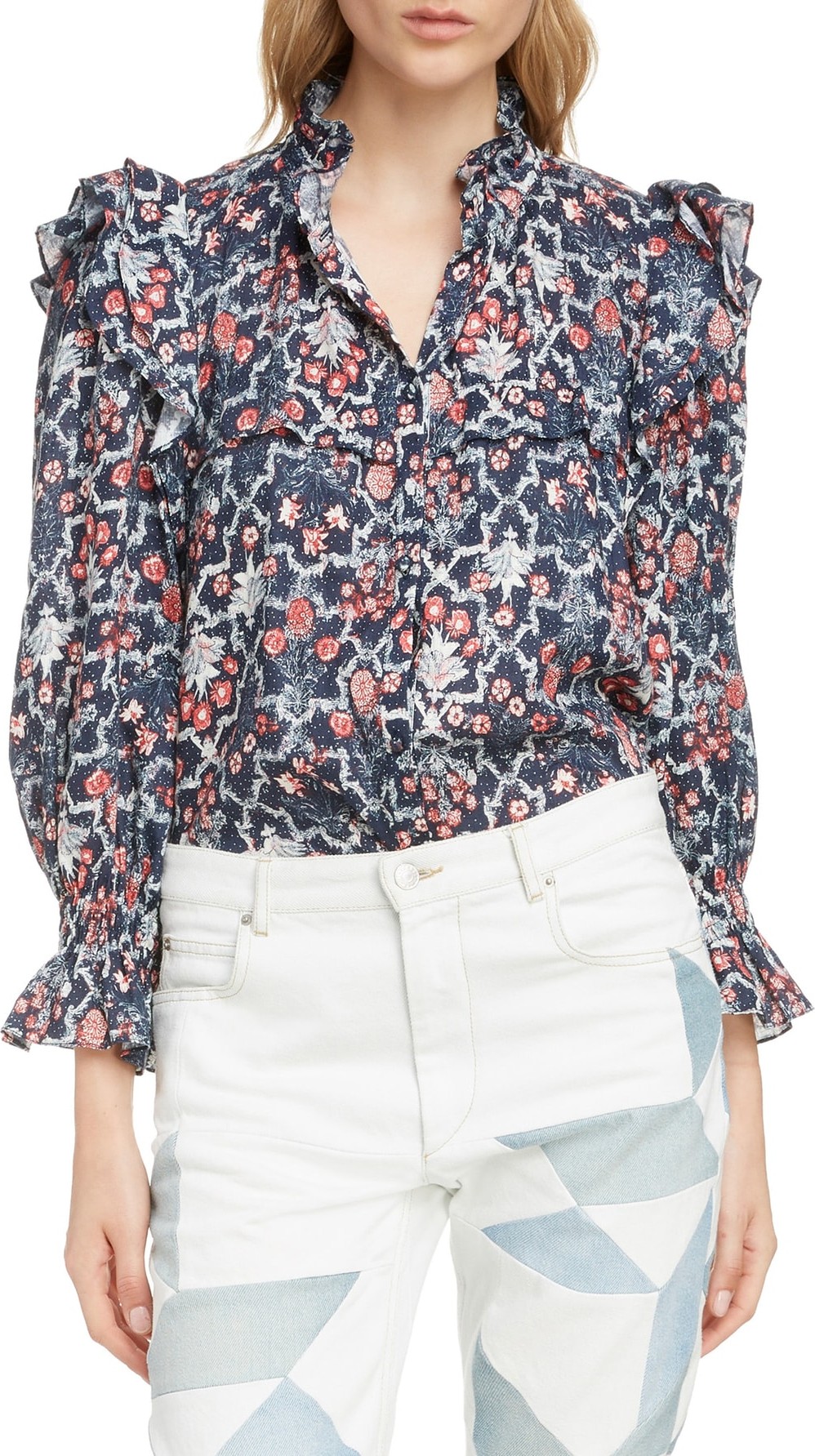 Isabel Marant Etoile Isabel Marant Étoile Tedy Floral Print Linen Blouse