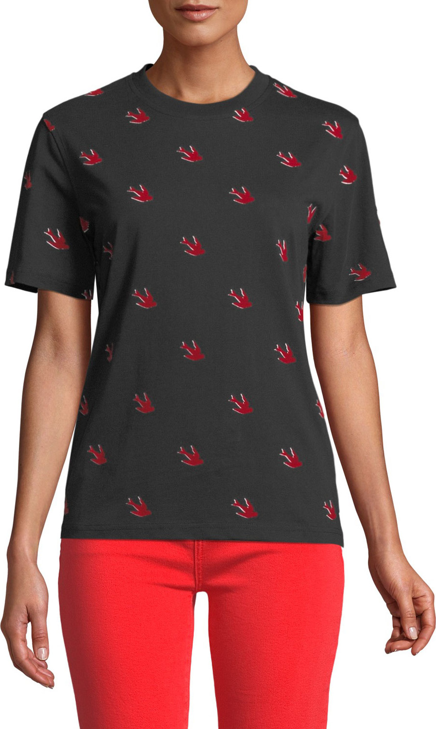McQ - Alexander McQueen Bird-Print Crewneck Short-Sleeve Tee