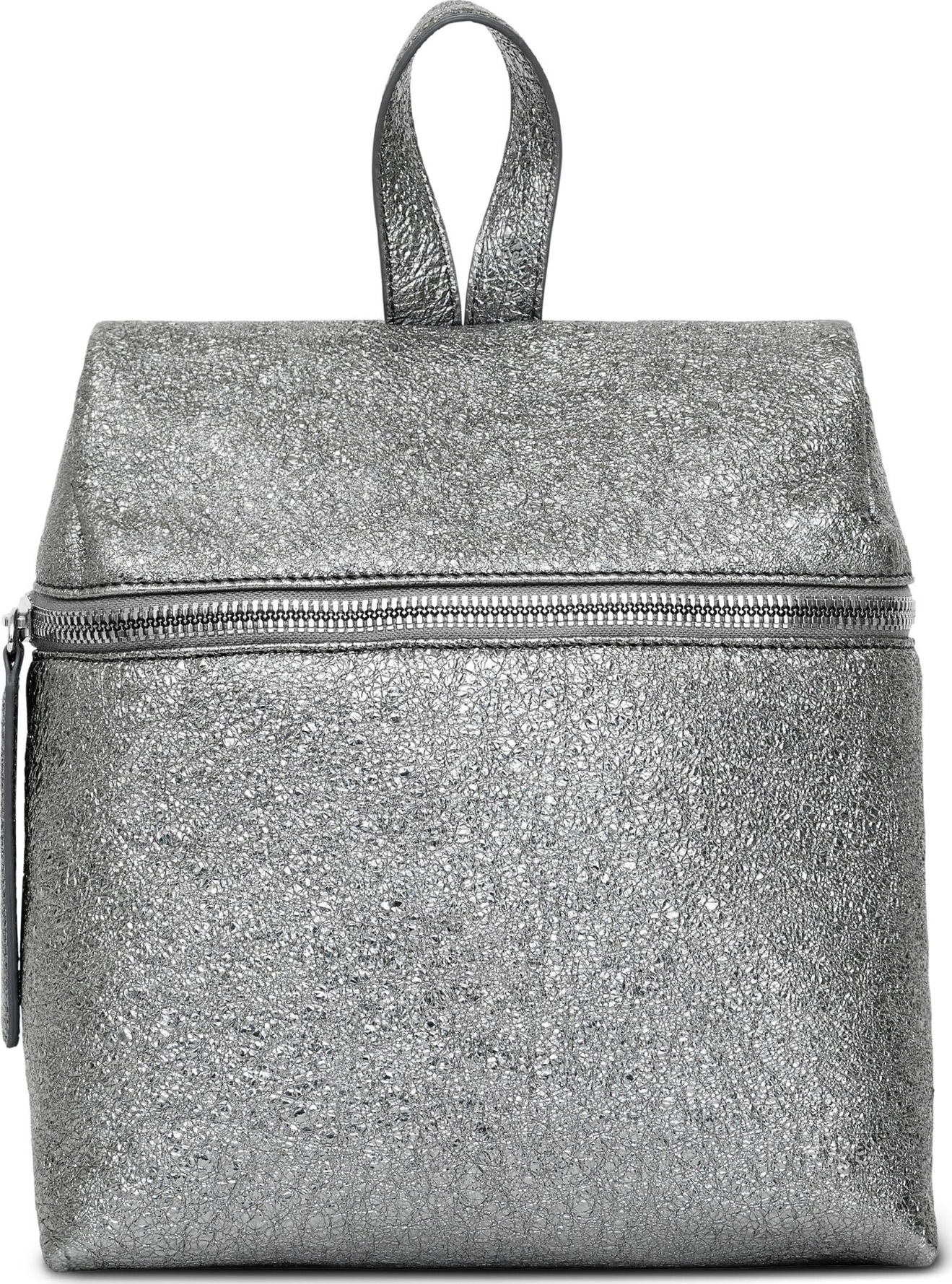 KARA Small Crinkled Metallic Leather Backpack