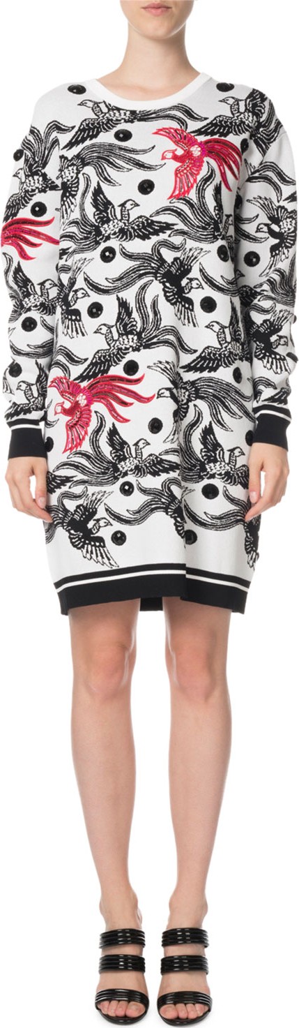 KENZO Phoenix Jacquard Long-Sleeve Sweater Dress