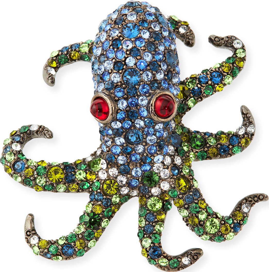 Kenneth Jay Lane Crystal Octopus Pin