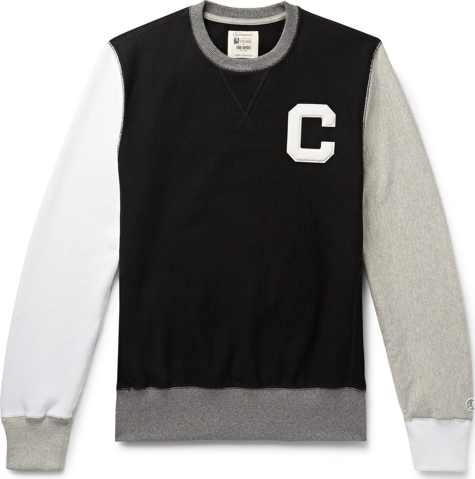 Todd Snyder + Champion Appliquéd Colour-Block Loopback Cotton-Jersey Sweatshirt