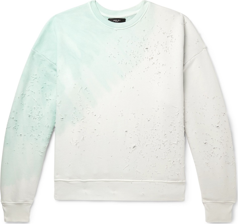 Amiri Distressed Tie-Dyed Loopback Cotton-Jersey Sweatshirt