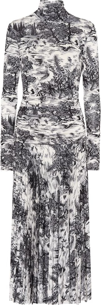 VICTORIA, VICTORIA BECKHAM Forest-print pleated midi dress