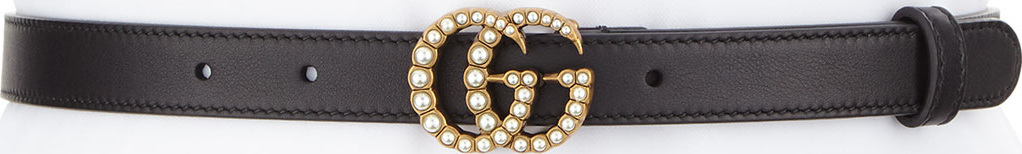 Gucci Leather Belt w/ Double G Buckle, Black