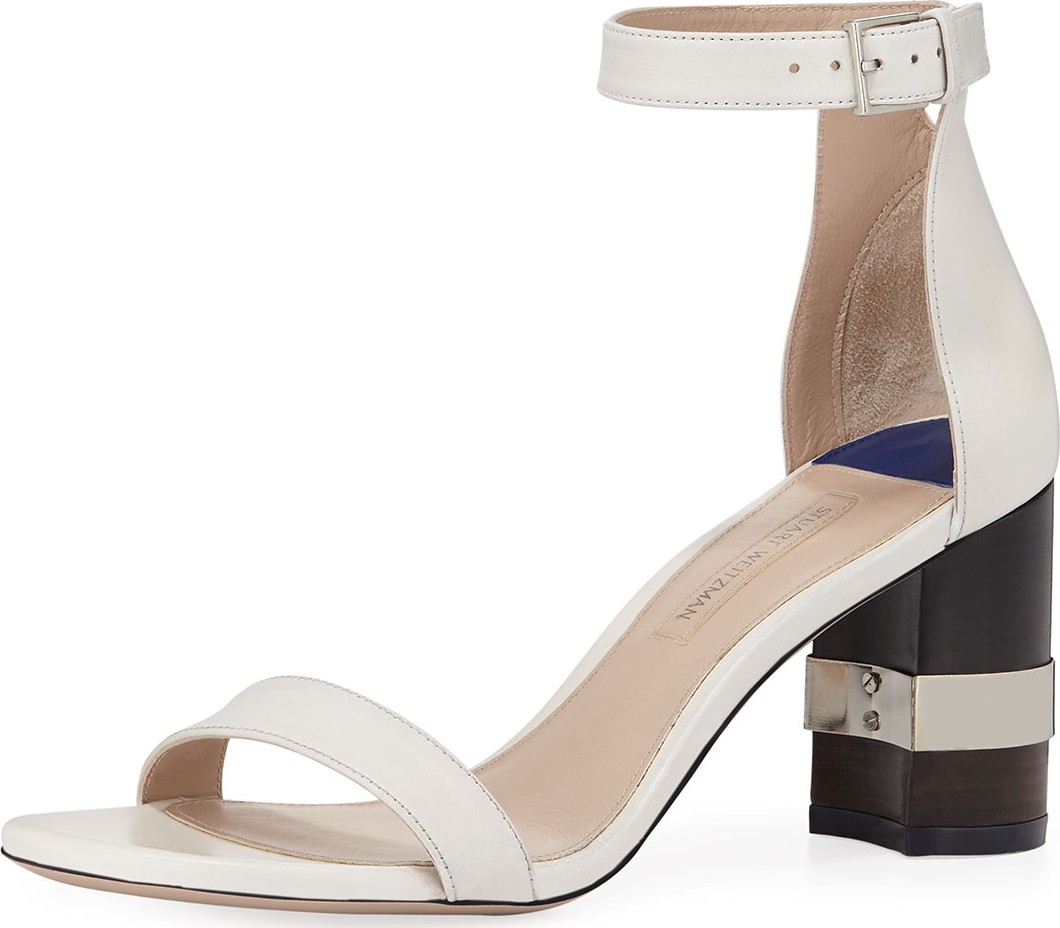 Stuart Weitzman Saturn Leather 80mm Block-Heel Sandal