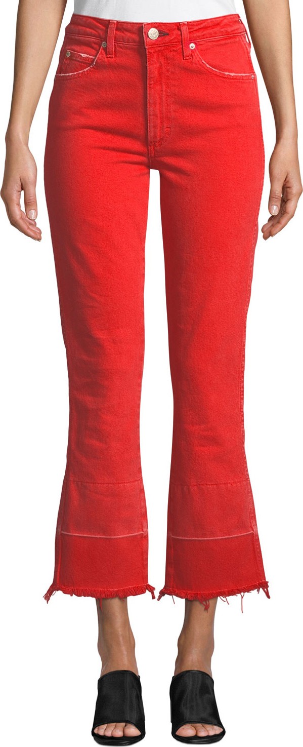 AMO Bella High-Rise Flare-Leg Jeans with Released Hem