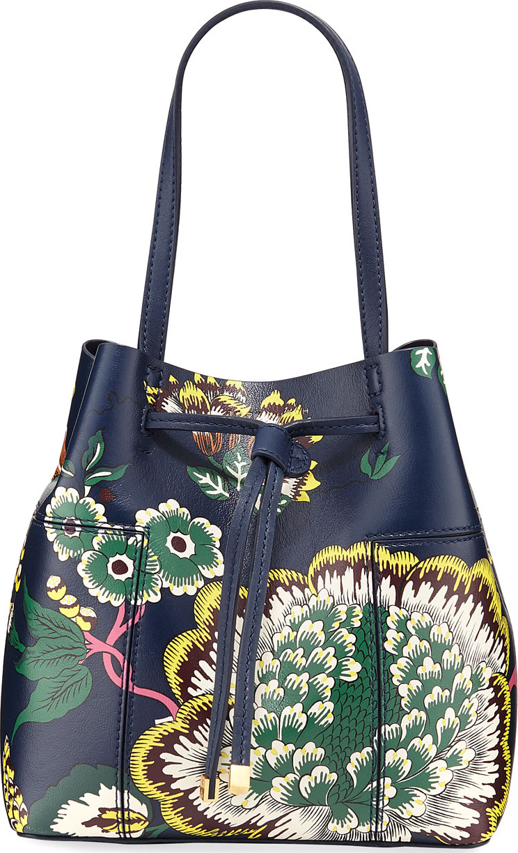 Tory Burch Block-T Printed Small Bucket Bag