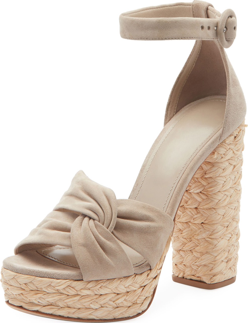 Prada Suede and Raffia Platform Sandals