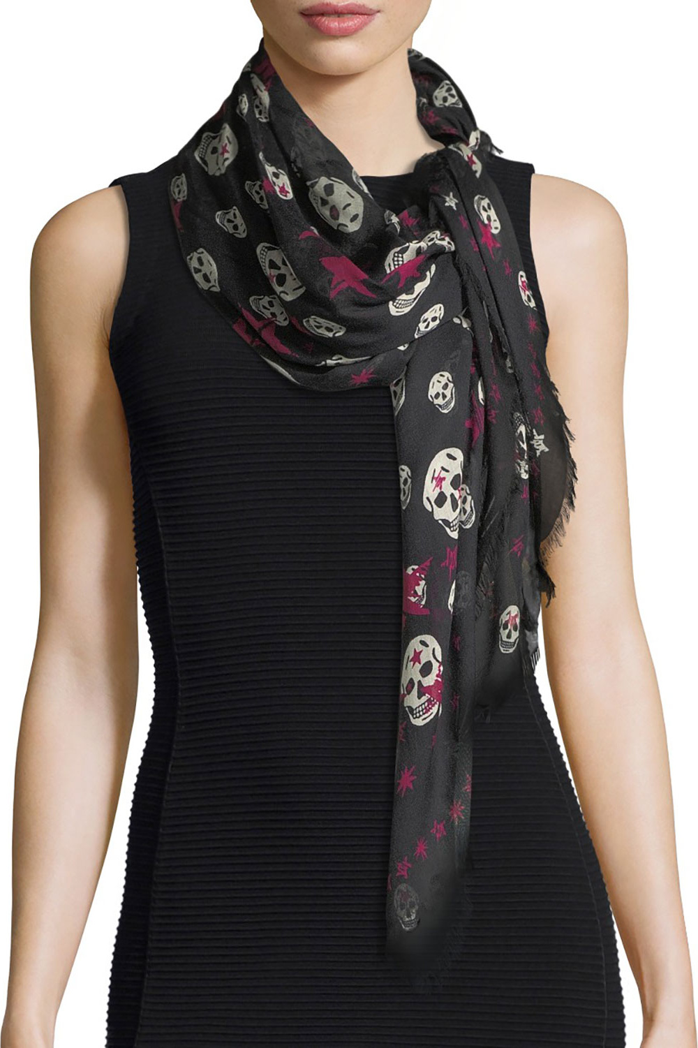 Alexander McQueen Starlight Skull Silk-Modal Scarf