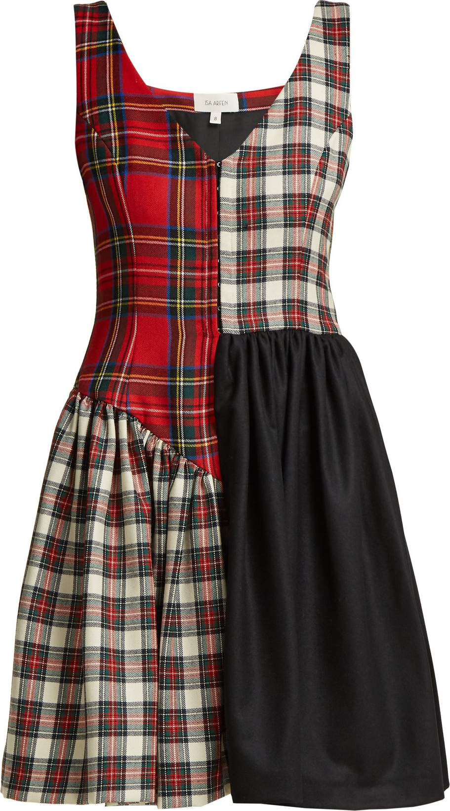 Isa Arfen Elsi patchwork tartan-wool dress