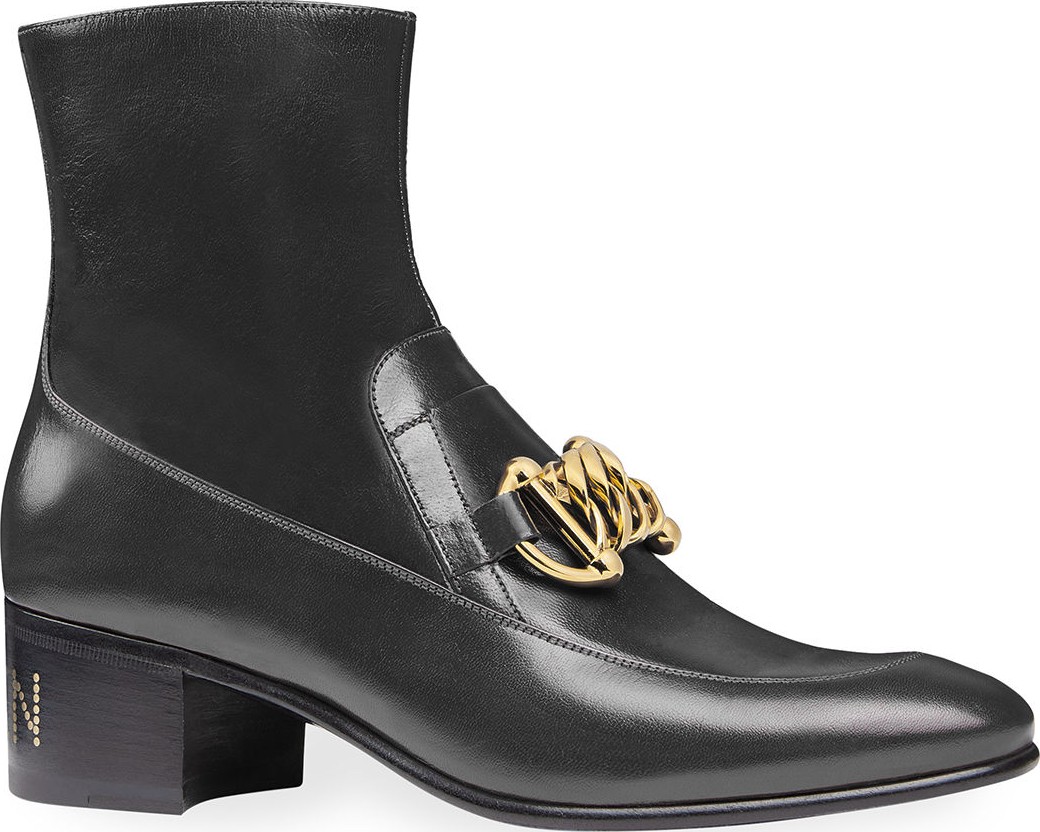 Gucci Women's Leather Horsebit Chain Boots