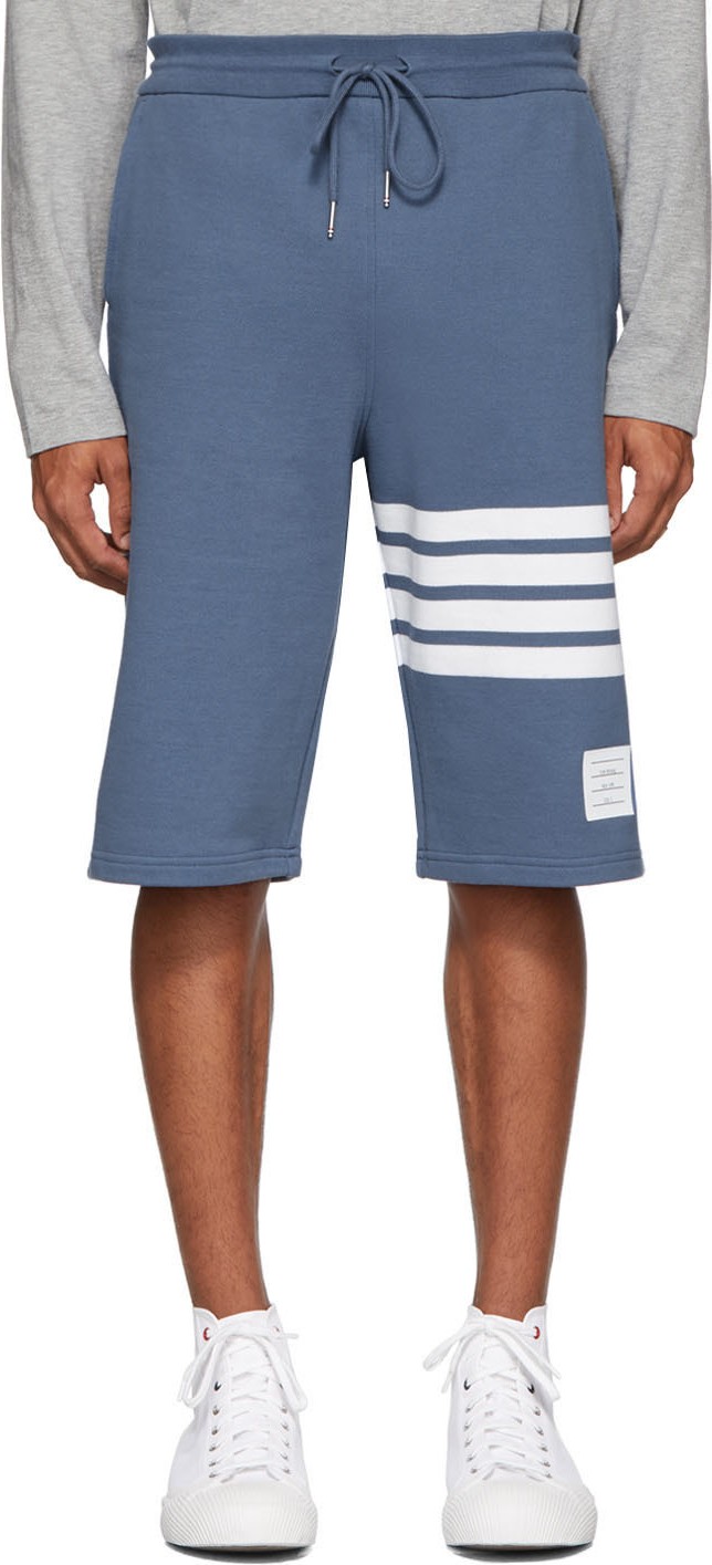 Thom Browne Blue Classic 4-Bar Sweat Shorts