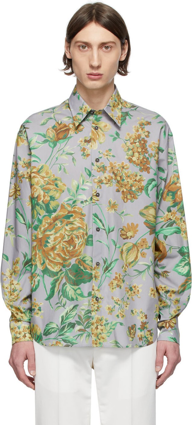 Givenchy Grey Flower Printed Shirt