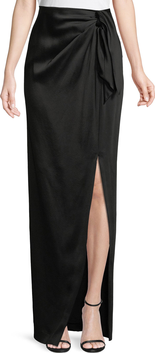 St. John Liquid Crepe Draped Skirt W/ Side Slit