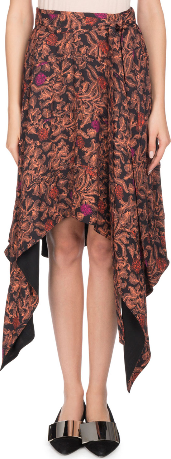 Proenza Schouler Asymmetric-Hem Floral-Print Skirt