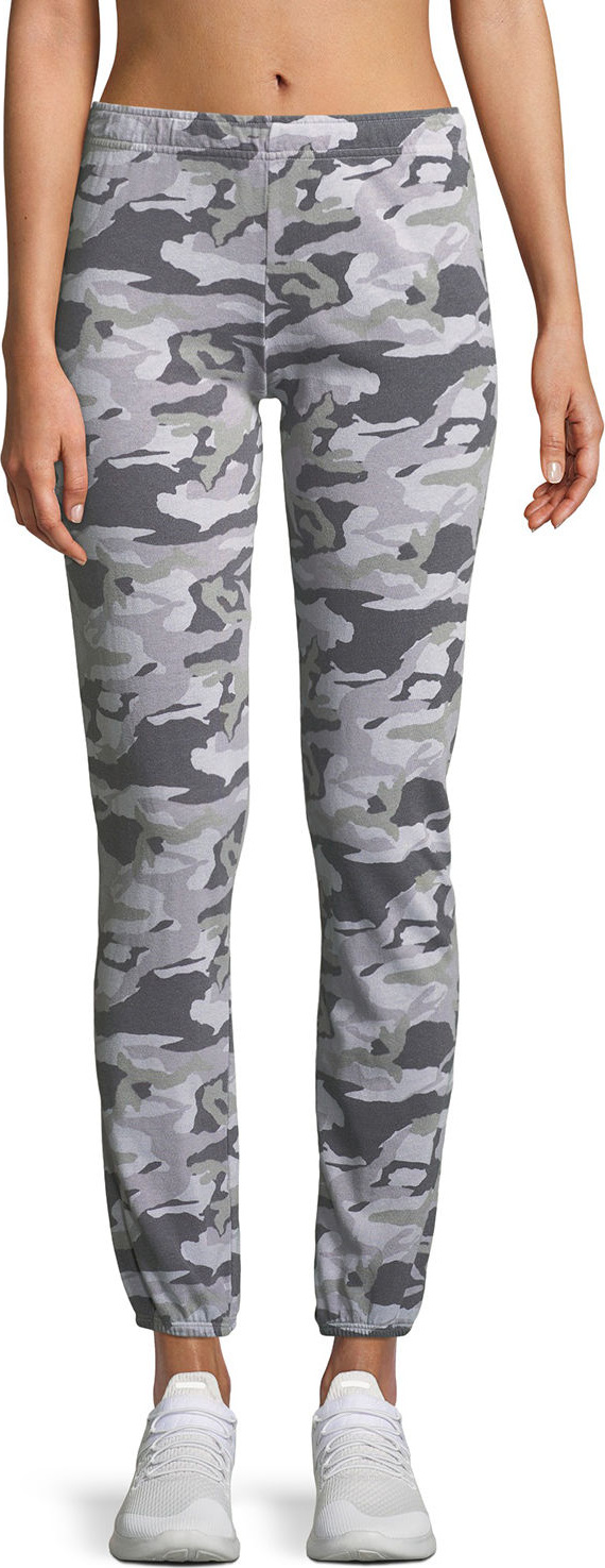 MONROW Camo-Print Full-Length Sweatpants