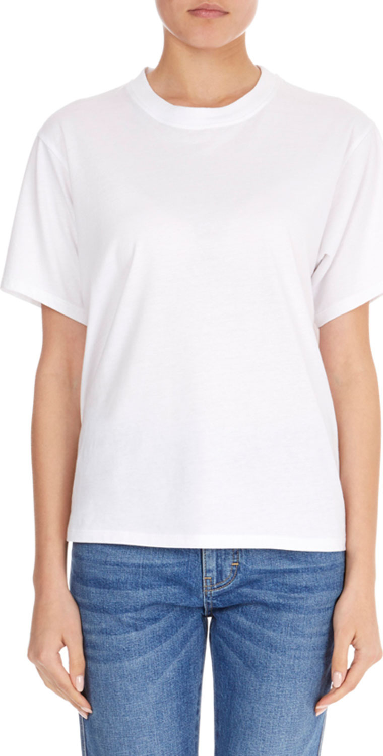 VICTORIA, VICTORIA BECKHAM Crewneck Short-Sleeve Classic Cotton T-Shirt