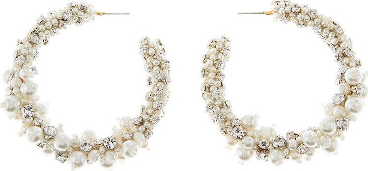 Oscar De La Renta Beaded Hoop Earrings