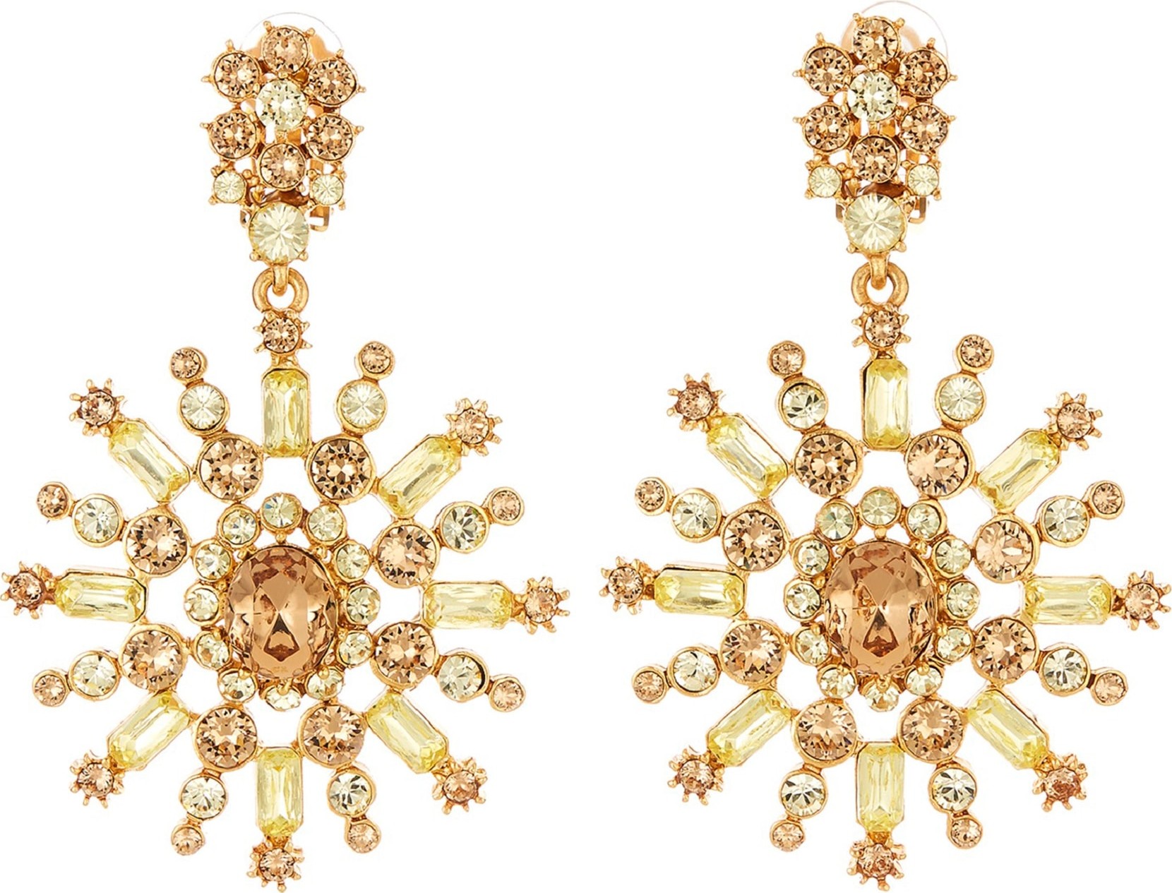 Oscar De La Renta Pavé Flower Clip-On Earrings