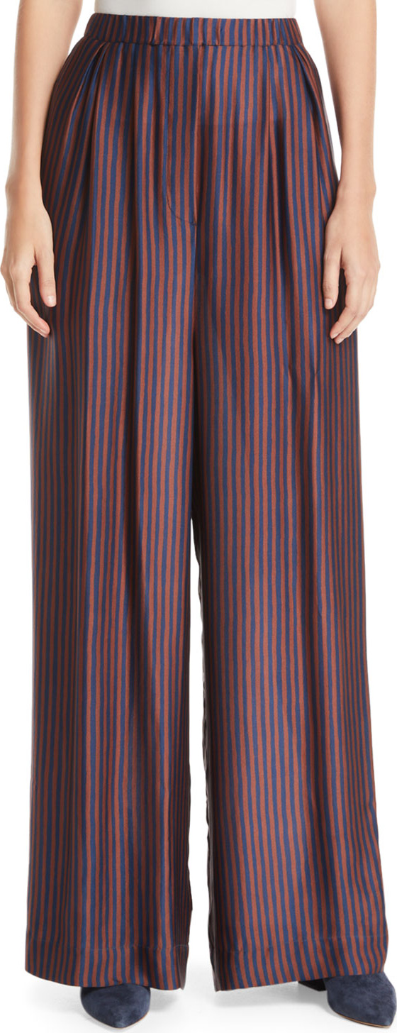 Christian Wijnants Papak Striped Wide-Leg Silk Pants