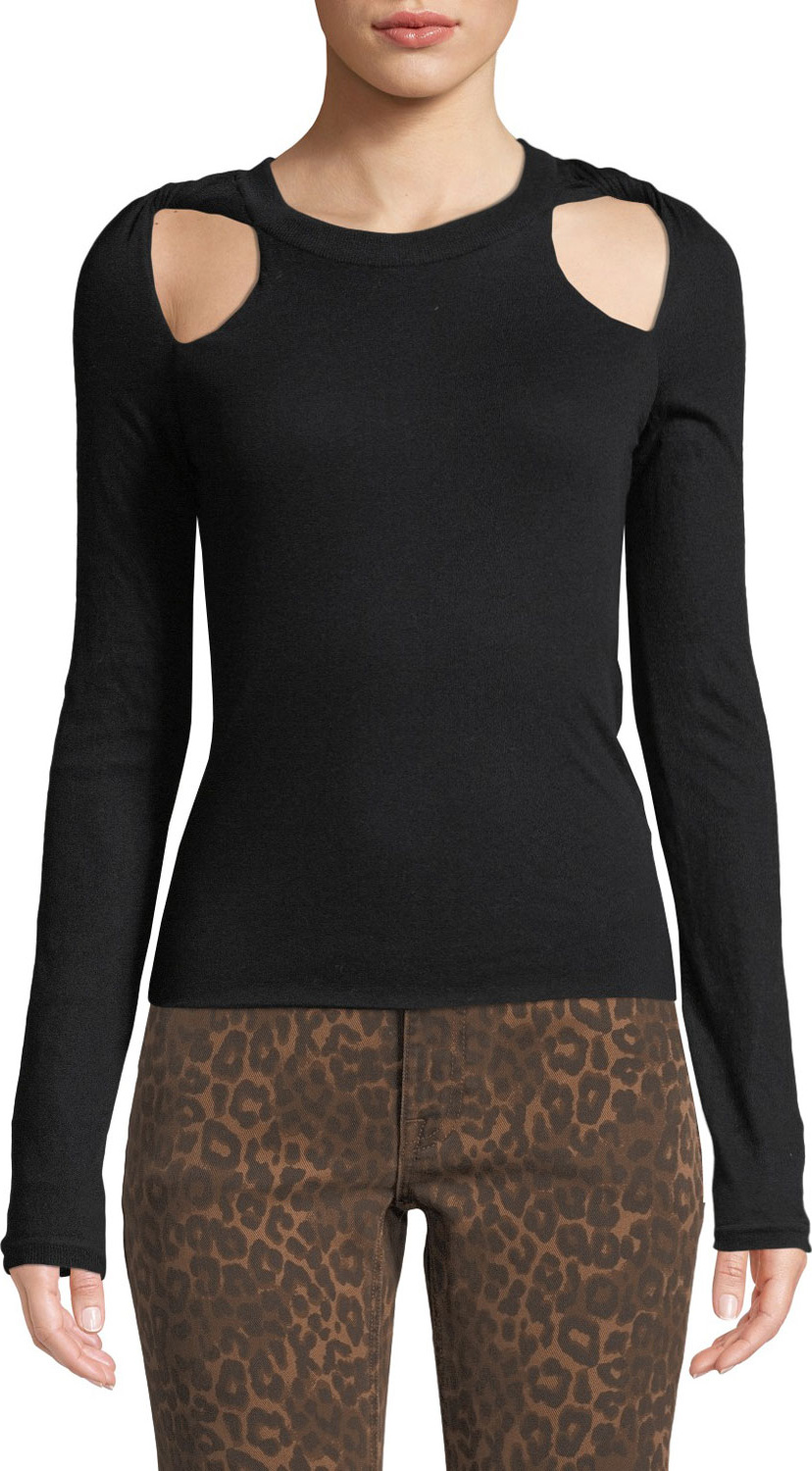 T By Alexander Wang Fitted Twisted-Shoulder Cutout Sweater