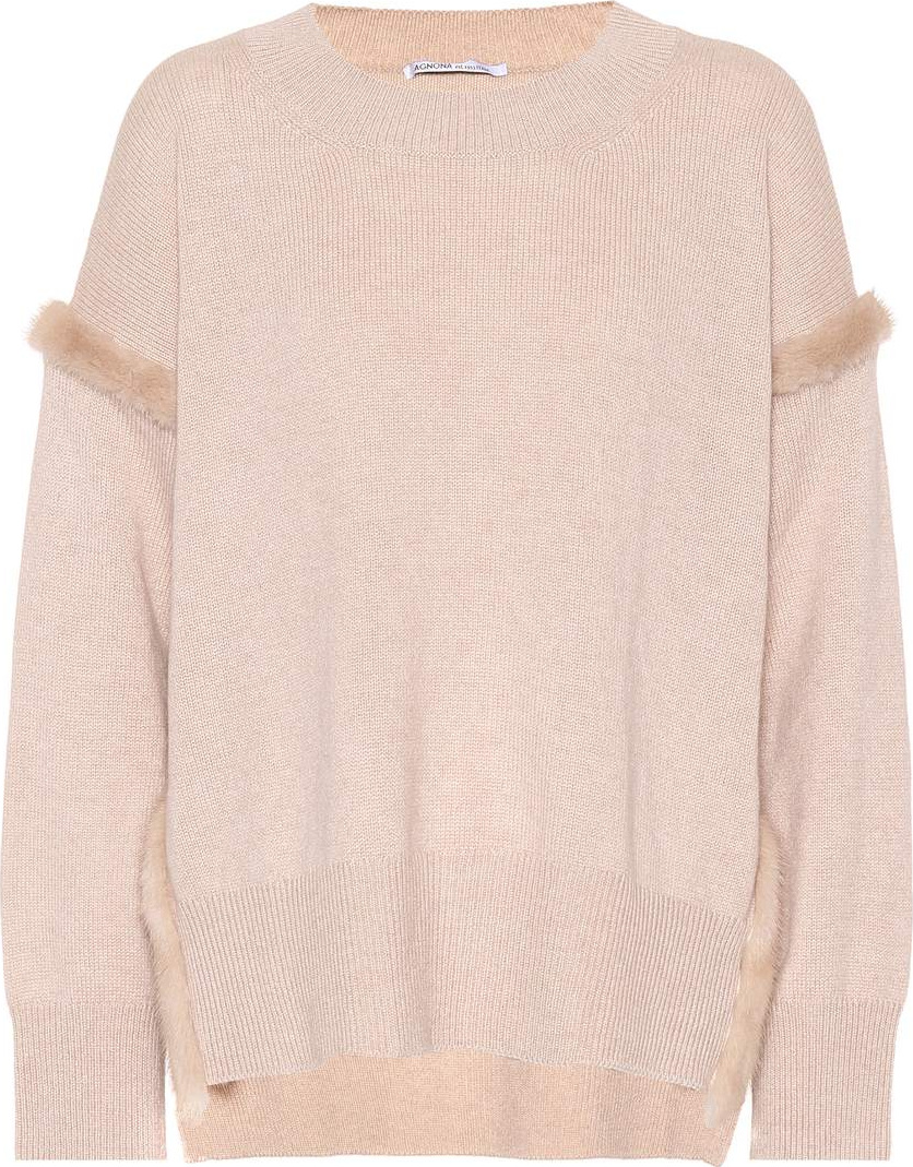 Agnona Fur-trimmed cashmere sweater