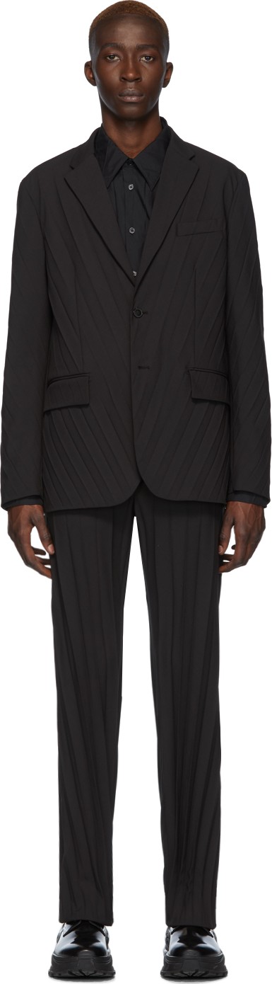 Valentino Black Plisse Suit