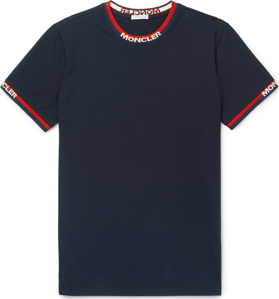 Moncler Logo Webbing-Trimmed Cotton-Jersey T-Shirt