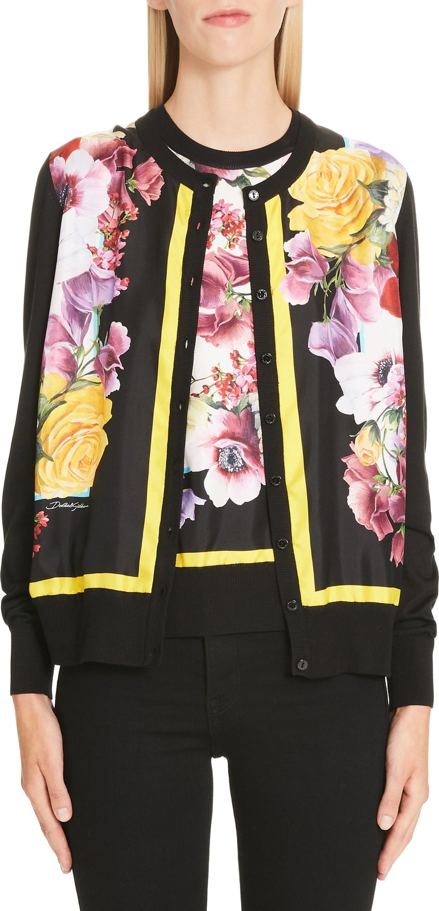 Dolce & Gabbana Floral Print Silk Cardigan