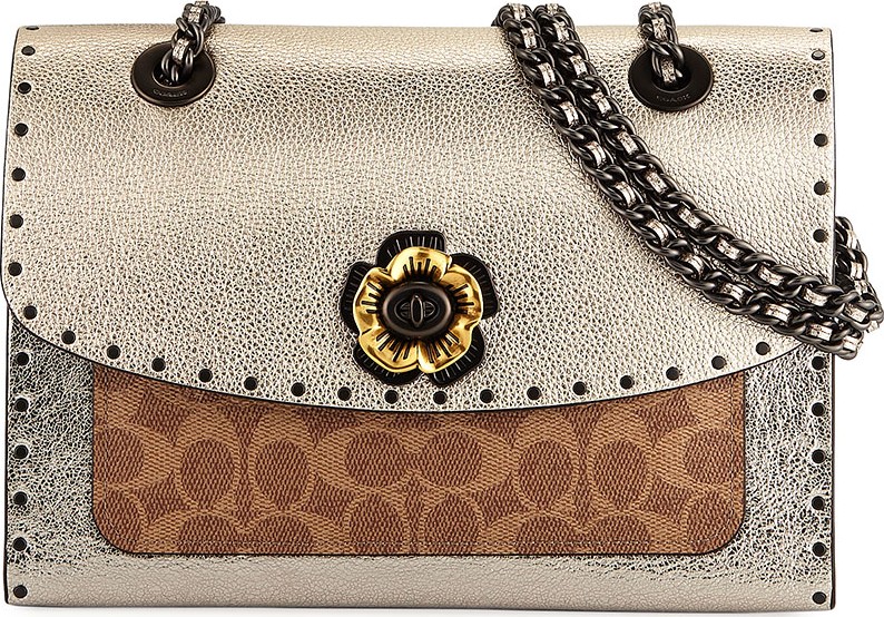 COACH 1941 Parker Border Rivets Signature Coated Canvas Shoulder Bag