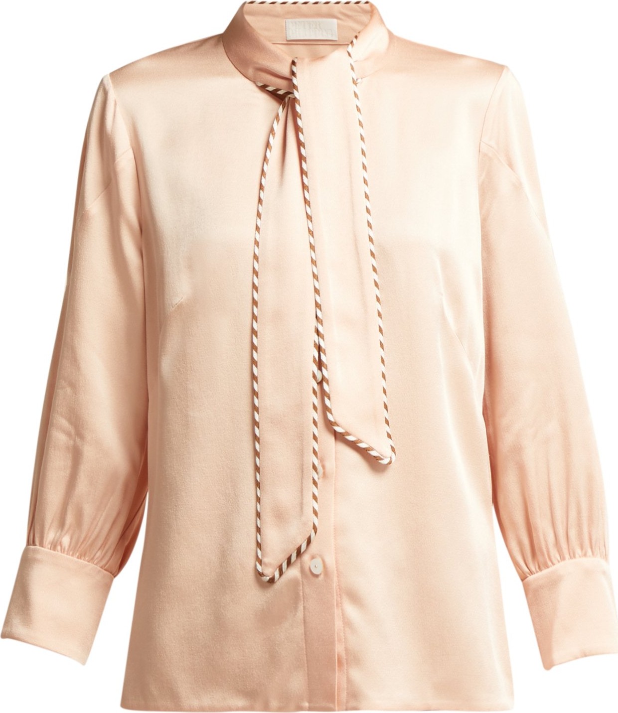 Peter Pilotto Tie-neck grosgrain-trimmed satin blouse