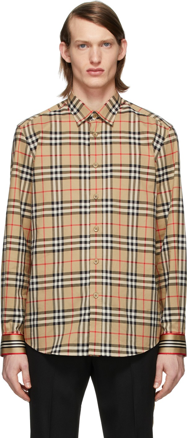 Burberry London England Beige Vintage Check Shirt