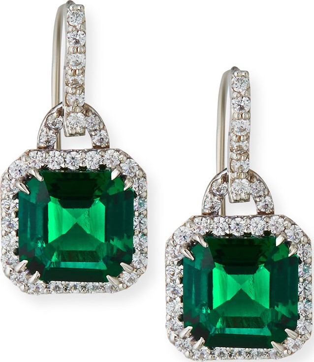 Fantasia by DeSerio Emerald Cubic Zirconia Drop Earrings